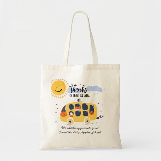 schoolbuschauffeur bedankt je voor je extra kilome tote bag (Voorkant)