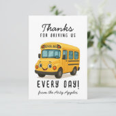 Schoolbuschauffeur Bedankt, veilig rijden Bedankkaart (Staand voorkant)