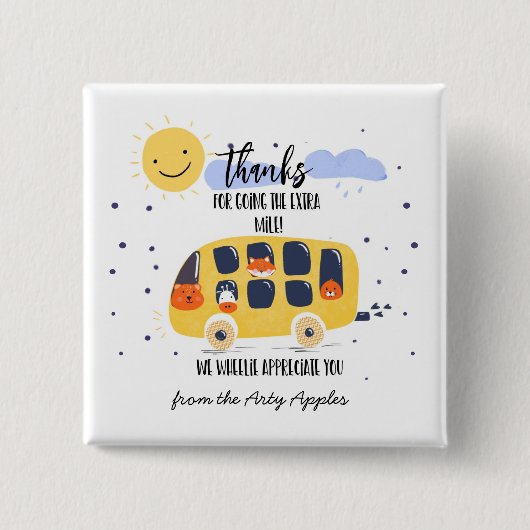 Schoolbuschauffeur Dank u Button | "Op weg naar de (Voorkant)