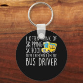 Schoolbuschauffeur denk aan de school sleutelhanger (Voorkant)