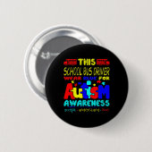 Schoolbuschauffeur Draag blauw voor autisme Ronde Button 5,7 Cm (Voorkant /achterkant)