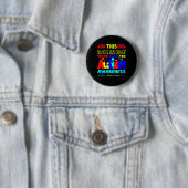 Schoolbuschauffeur Draag blauw voor autisme Ronde Button 5,7 Cm (In situ)