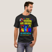 Schoolbuschauffeur Draag blauw voor autisme T-shirt (Voorkant volledig)