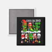 Schoolbuschauffeur Elf Squad Kerst Kleurrijke Elf Magneet (Voorkant / Achterkant)