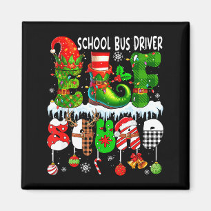 Schoolbuschauffeur Elf Squad Kerst Kleurrijke Elf Magneet