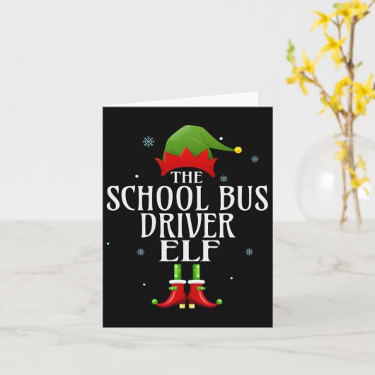 Schoolbuschauffeur Elf Xmas Matching Family Group  Kaart (Gele Bloem)