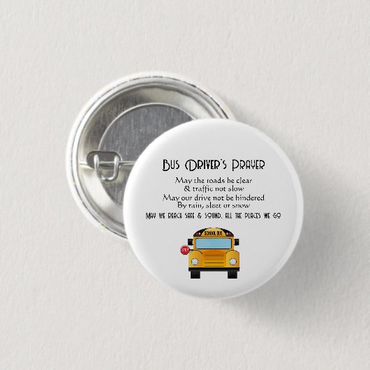 Schoolbuschauffeur Gebed Ronde Button 3,2 Cm (Voorkant /achterkant)