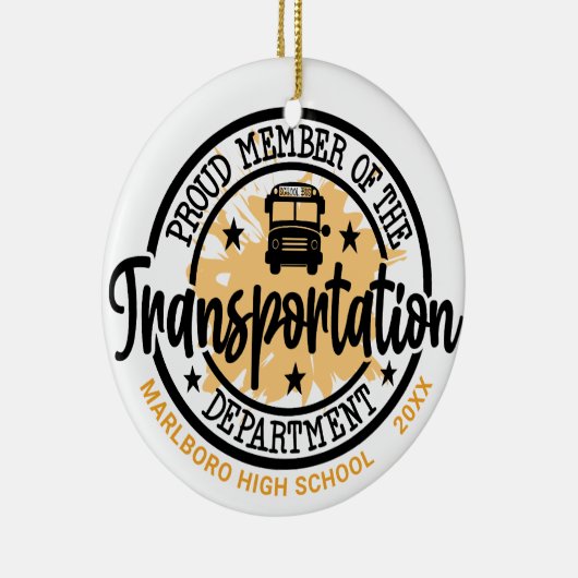 Schoolbuschauffeur gepersonaliseerd keramisch ornament (Rechts)