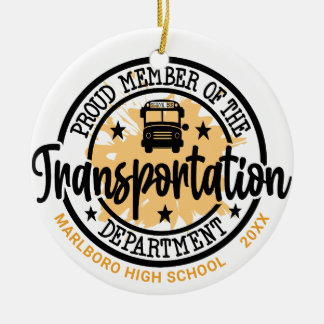 Schoolbuschauffeur gepersonaliseerd keramisch ornament