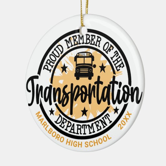 Schoolbuschauffeur gepersonaliseerd keramisch ornament (Links)