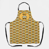Schoolbuschauffeur gepersonaliseerde gele patroon schort (Voorkant)