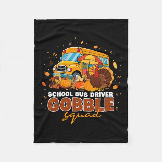 Schoolbuschauffeur Gobble Squad Thanksgiving Herfs Fleece Deken (Voorkant)