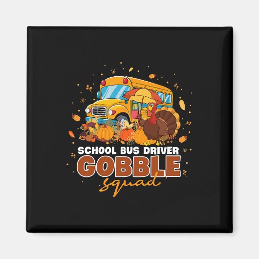 Schoolbuschauffeur Gobble Squad Thanksgiving Herfs Magneet (Voorkant)