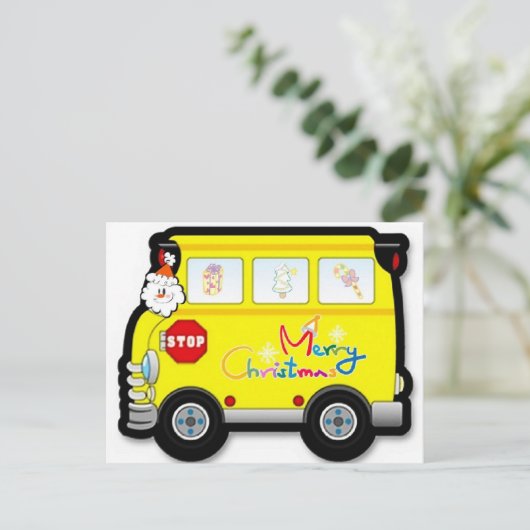 Schoolbuschauffeur Kerst Briefkaart (Staand voorkant)