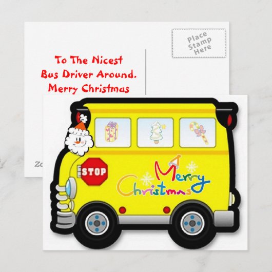 Schoolbuschauffeur Kerst Briefkaart (Voorkant / Achterkant)