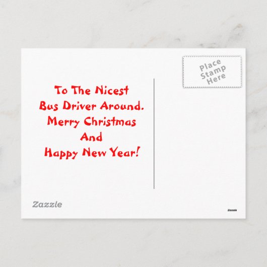 Schoolbuschauffeur Kerst Briefkaart (Achterkant)