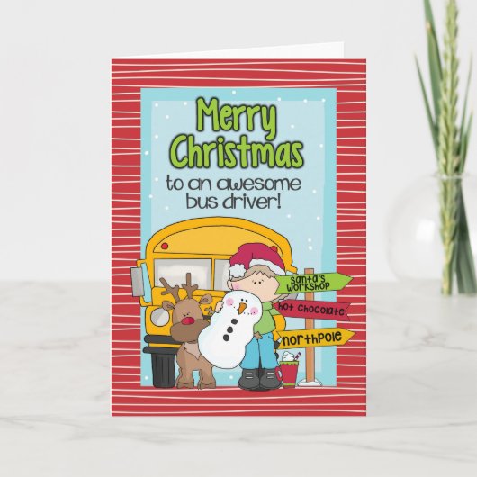 Schoolbuschauffeur Kerst Kaart (Voorkant)