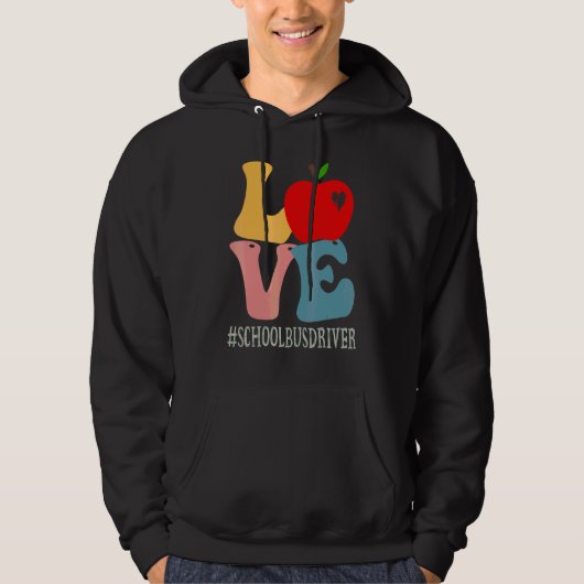 Schoolbuschauffeur Liefde Appel Groovy Schattig Te Hoodie (Voorkant)