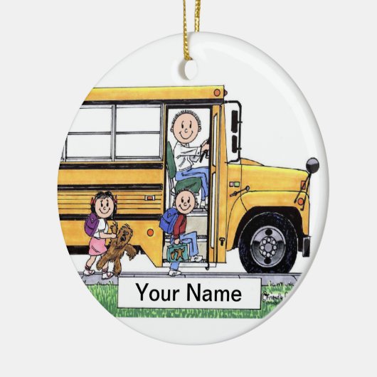 Schoolbuschauffeur - Mannelijk Keramisch Ornament (Links)