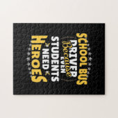 Schoolbuschauffeur omdat studenten helden nodig he legpuzzel (Horizontaal)