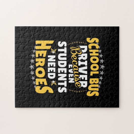 Schoolbuschauffeur omdat studenten helden nodig he legpuzzel (Horizontaal)