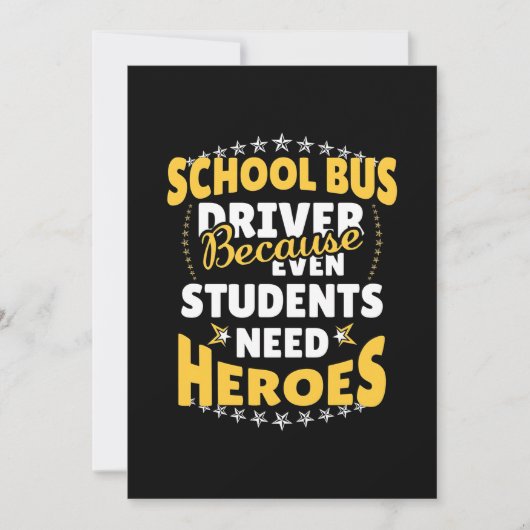 Schoolbuschauffeur omdat studenten helden nodig he save the date (Voorkant)