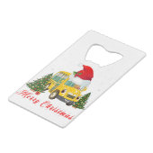 Schoolbuschauffeur santa hat merry kerst creditkaart flessenopener (Achterkant Gekanteld)
