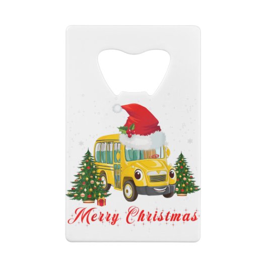 Schoolbuschauffeur santa hat merry kerst creditkaart flessenopener (Achterkant)