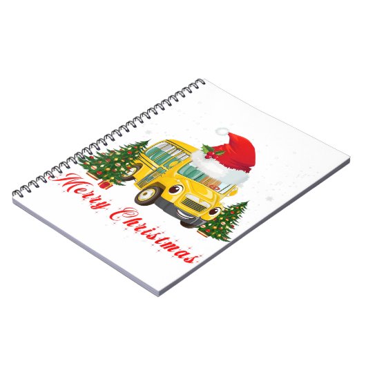 Schoolbuschauffeur santa hat merry kerst notitieboek (Linkerzijde)