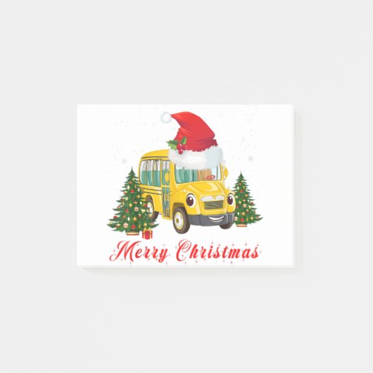 Schoolbuschauffeur santa hat merry kerst post-it® notes (Voorkant)