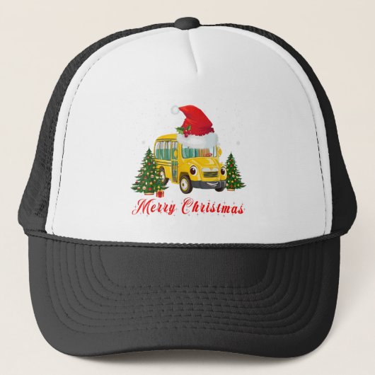 Schoolbuschauffeur santa hat merry kerst trucker pet (Voorkant)