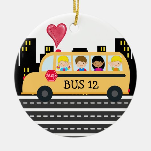 Schoolbuschauffeur - SRF Keramisch Ornament (Voorkant)