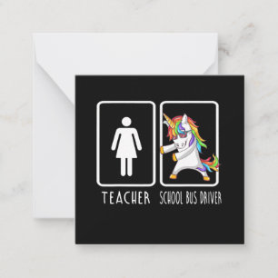 Schoolbuschauffeur Unicorn Flossing terug naar sch Notitiekaartje
