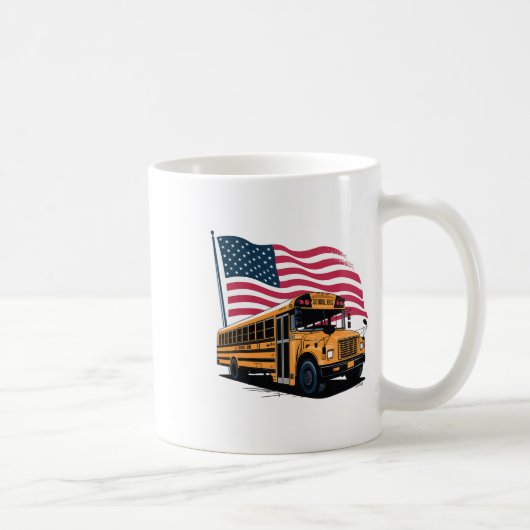 Schoolbuschauffeur Usa Vlag  Koffiemok (Rechts)