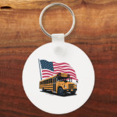 Schoolbuschauffeur Usa Vlag Sleutelhanger (Voorkant)