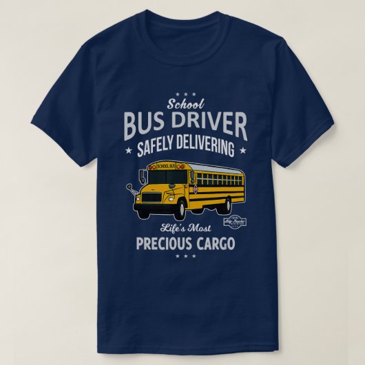 Schoolbuschauffeur veilig edele Kind leveren T-shirt (Design voorkant)