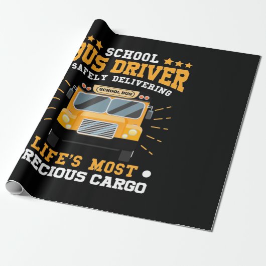 Schoolbuschauffeur veilig leveren cadeaupapier (Uitgerold)