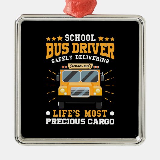 Schoolbuschauffeur veilig leveren metalen ornament (Voorkant)