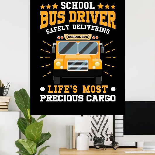 Schoolbuschauffeur veilig leveren poster (Thuiskantoor)