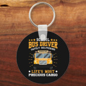 Schoolbuschauffeur veilig leveren sleutelhanger (Voorkant)