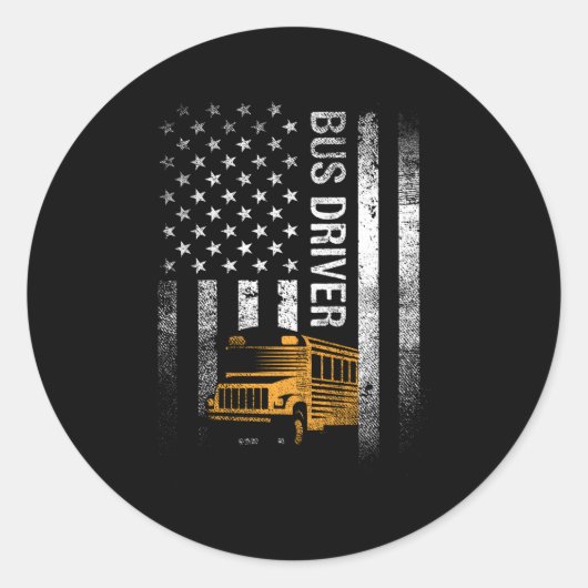 Schoolbuschauffeur Verenigde Staten Amerikaanse vl Ronde Sticker (Voorkant)