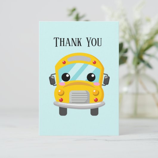 Schoolbuschauffeur voegt sentiment toe bedankkaart (Staand voorkant)