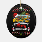 Schoolbuschauffeur Vrolijk kerstlicht Xmas Lelijk Keramisch Ornament (Links)