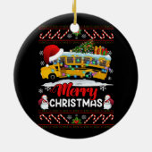 Schoolbuschauffeur Vrolijk kerstlicht Xmas Lelijk Keramisch Ornament (Achterkant)