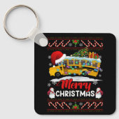 Schoolbuschauffeur Vrolijk kerstlicht Xmas Lelijk Sleutelhanger (Voorkant)