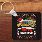 Schoolbuschauffeur Vrolijk kerstlicht Xmas Lelijk Sleutelhanger (Voorkant)