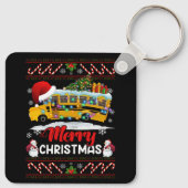 Schoolbuschauffeur Vrolijk kerstlicht Xmas Lelijk Sleutelhanger (Achterkant)