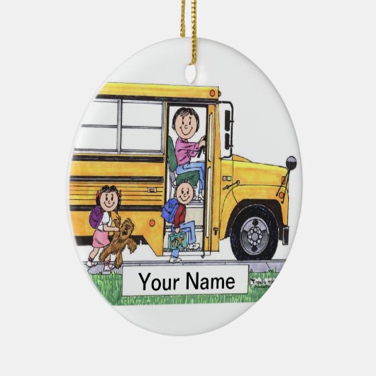 Schoolbuschauffeur - Vrouw Keramisch Ornament (Rechts)