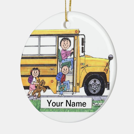 Schoolbuschauffeur - Vrouw Keramisch Ornament (Links)