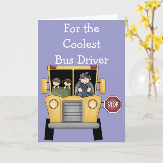 Schoolbuschauffeur Wenskaart Kaart (Gele Bloem)